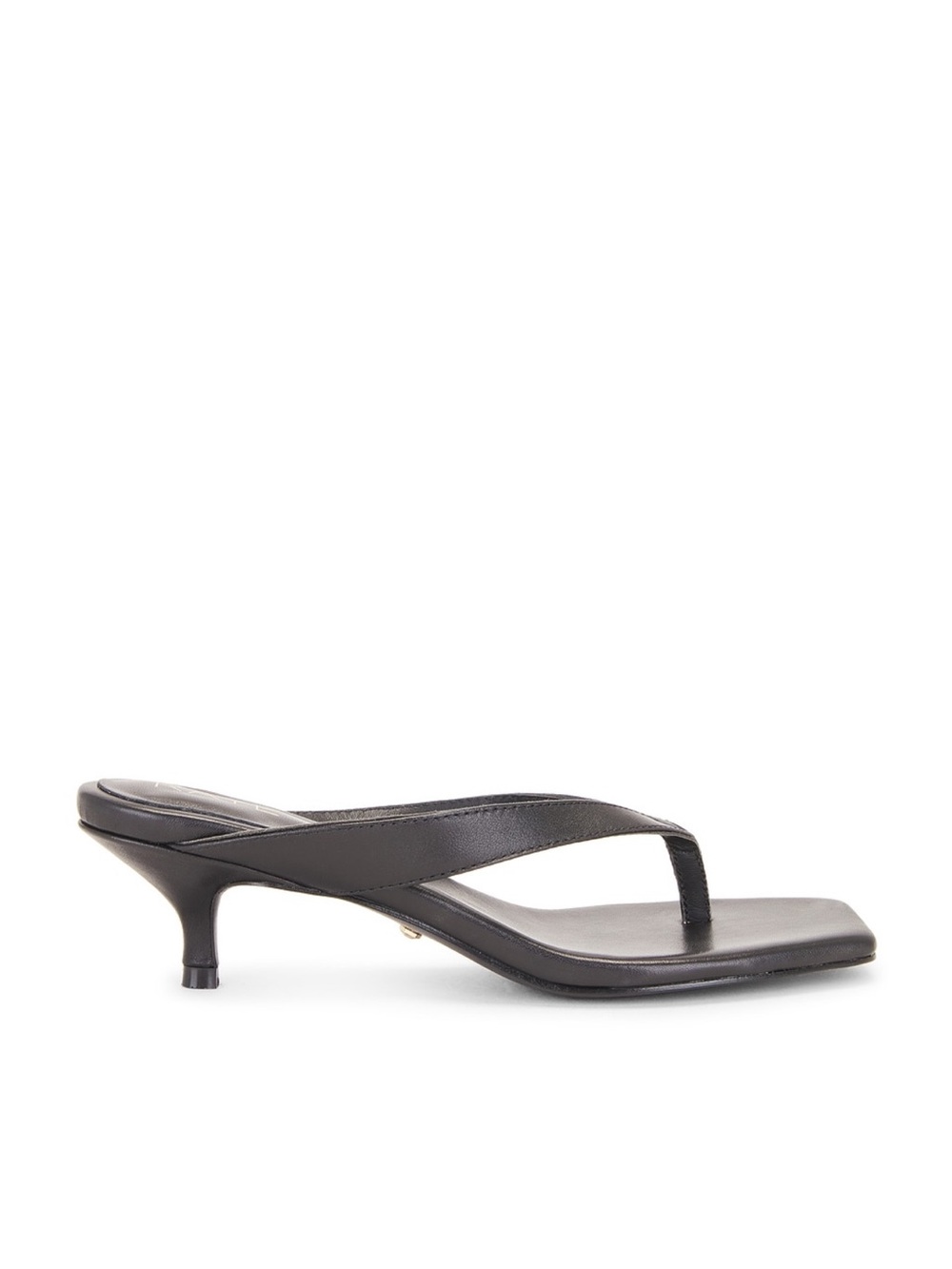 RAYE Black Square-Toe Kitten-Heel Thong Sandals